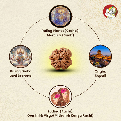 4 Mukhi Lab Tested Certified Nepali Rudraksha